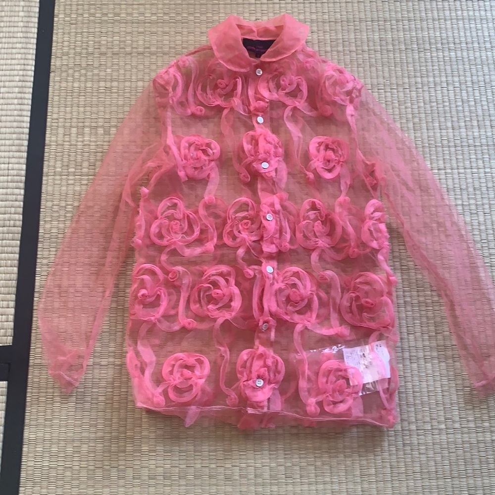 Tricot comme des garçons pink flower shirt size M
